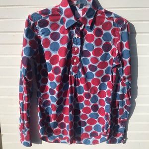 Ann Mashburn Polka Dot Cotton Button Top